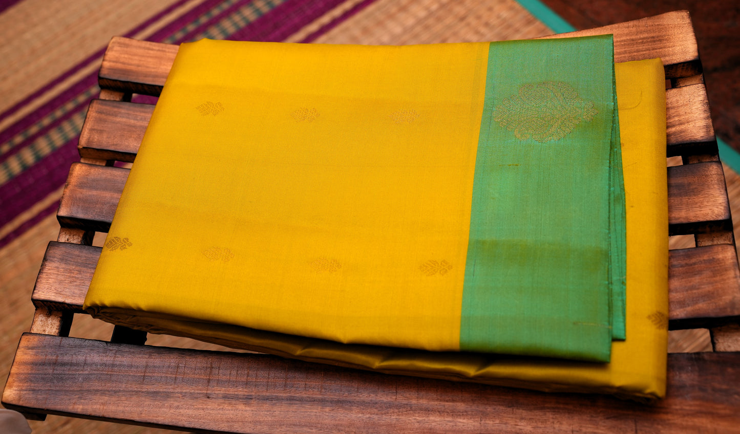 YELLOW KANCHIPURAM SILK SAREE
