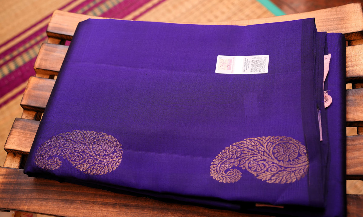 INK BLUE AND LAVENDER KANCHIPURAM SILK SAREE