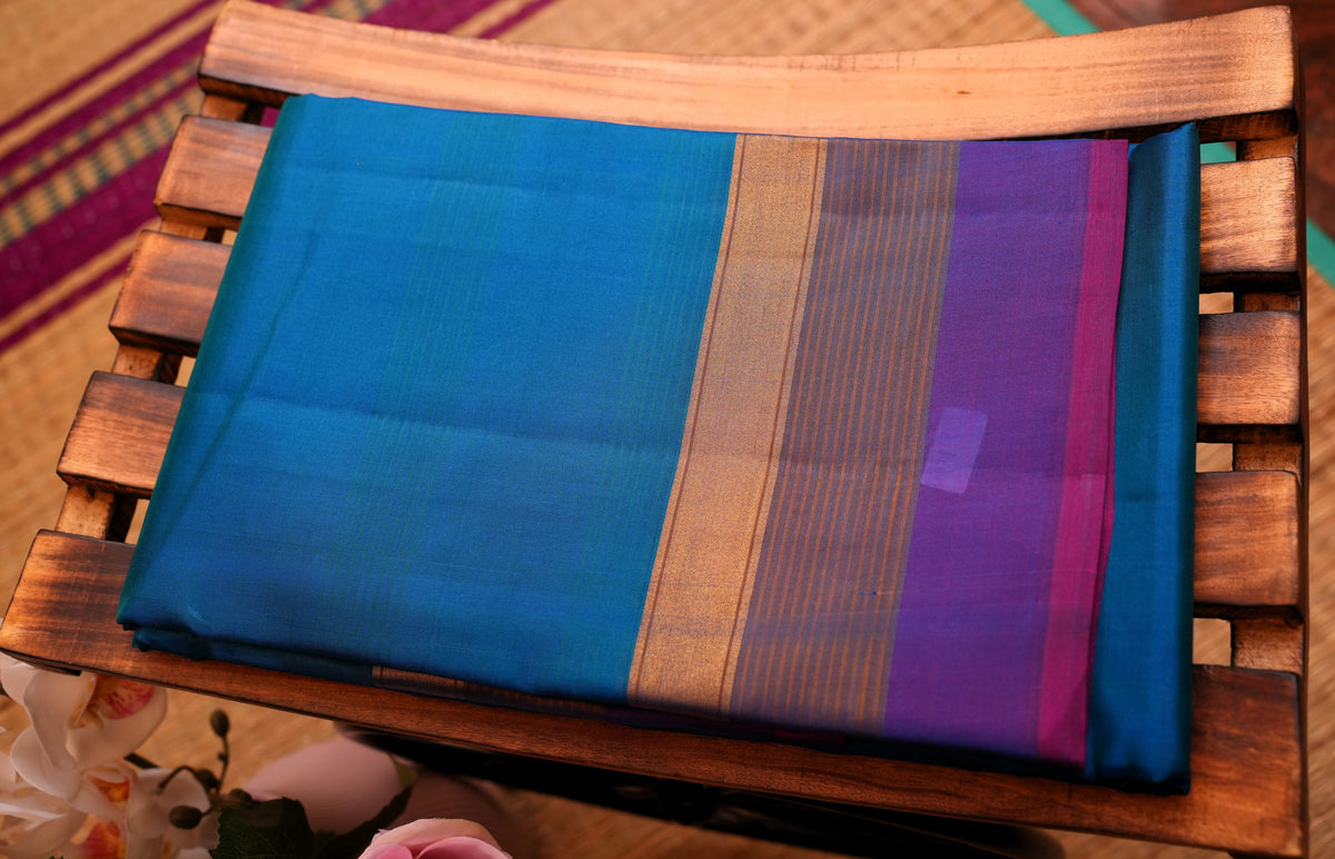 TEAL BLUE KANCHIPURAM SILK SAREE