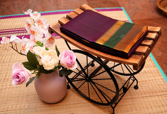 DEEP PLUM KANCHIPURAM SILK SAREE