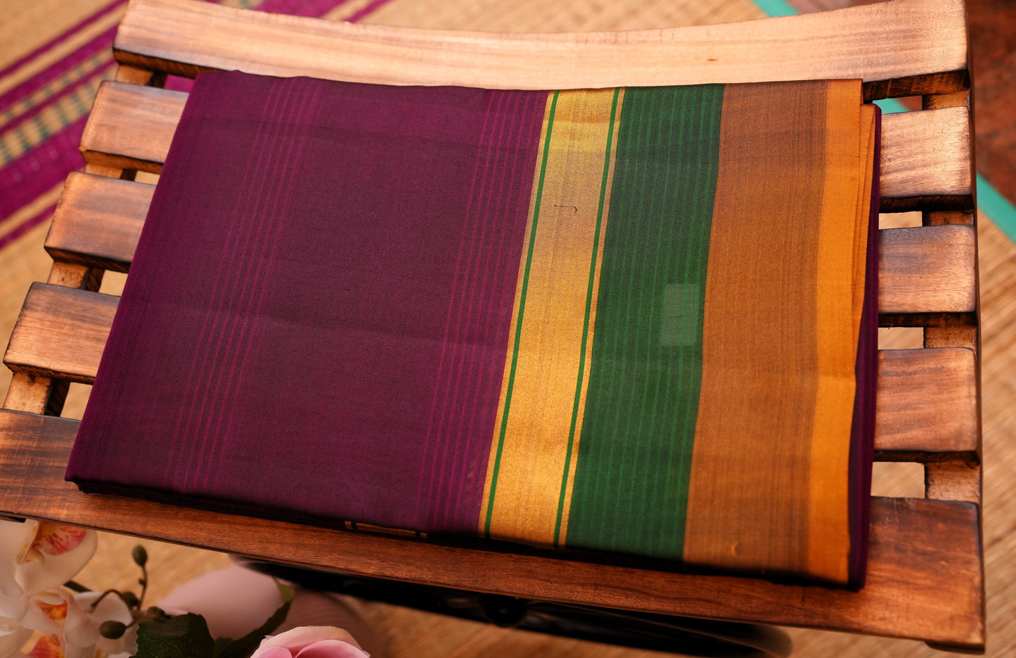 DEEP PLUM KANCHIPURAM SILK SAREE