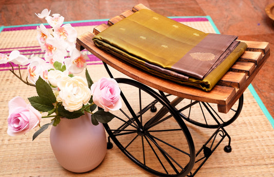 MEHENDI GREEN KANCHIPURAM SILK SAREE