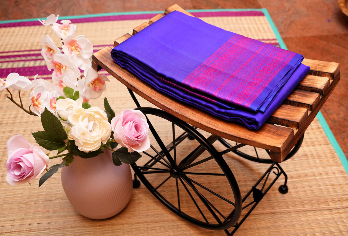 INK BLUE KANCHIPURAM SILK SAREE
