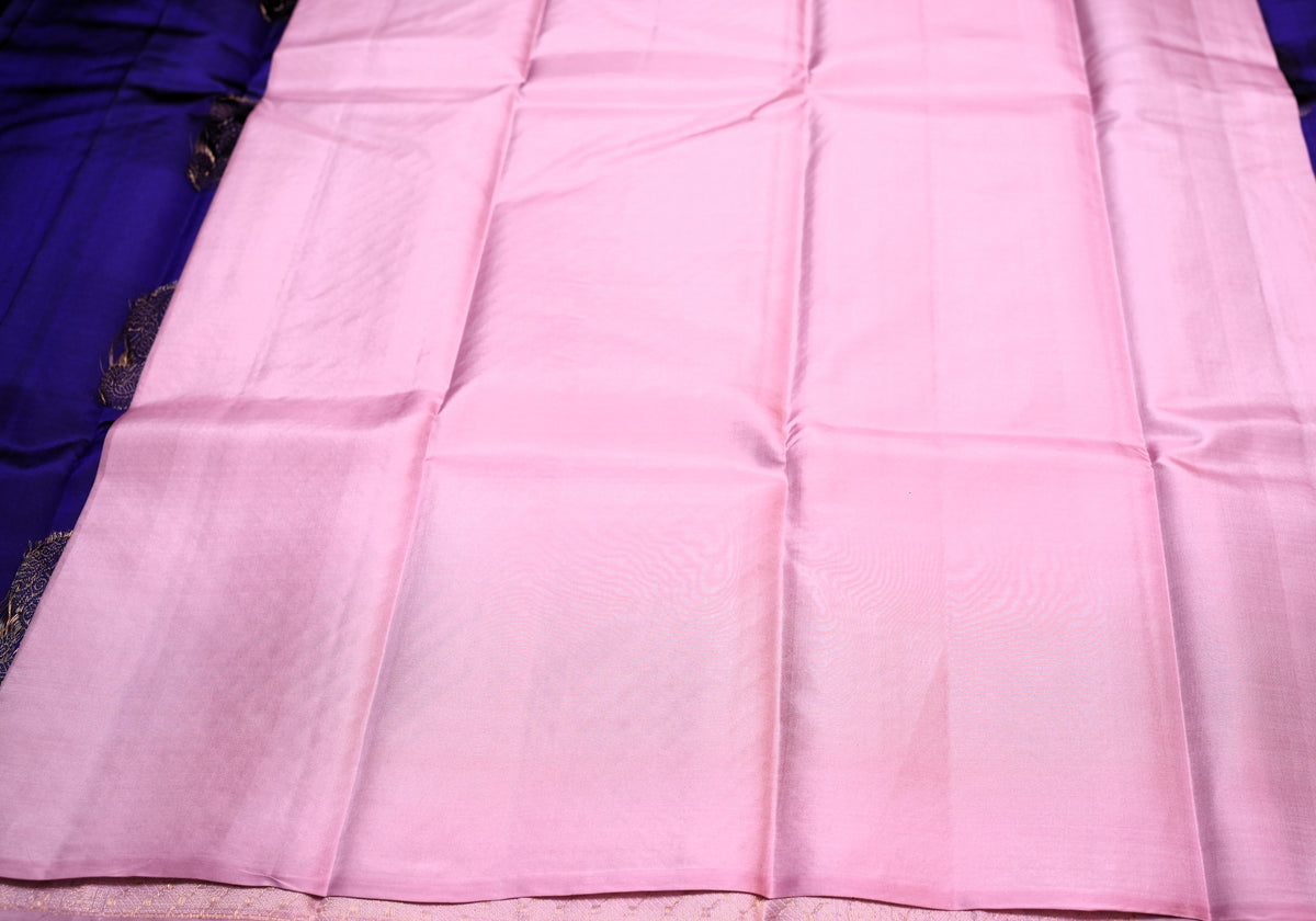INK BLUE AND LAVENDER KANCHIPURAM SILK SAREE