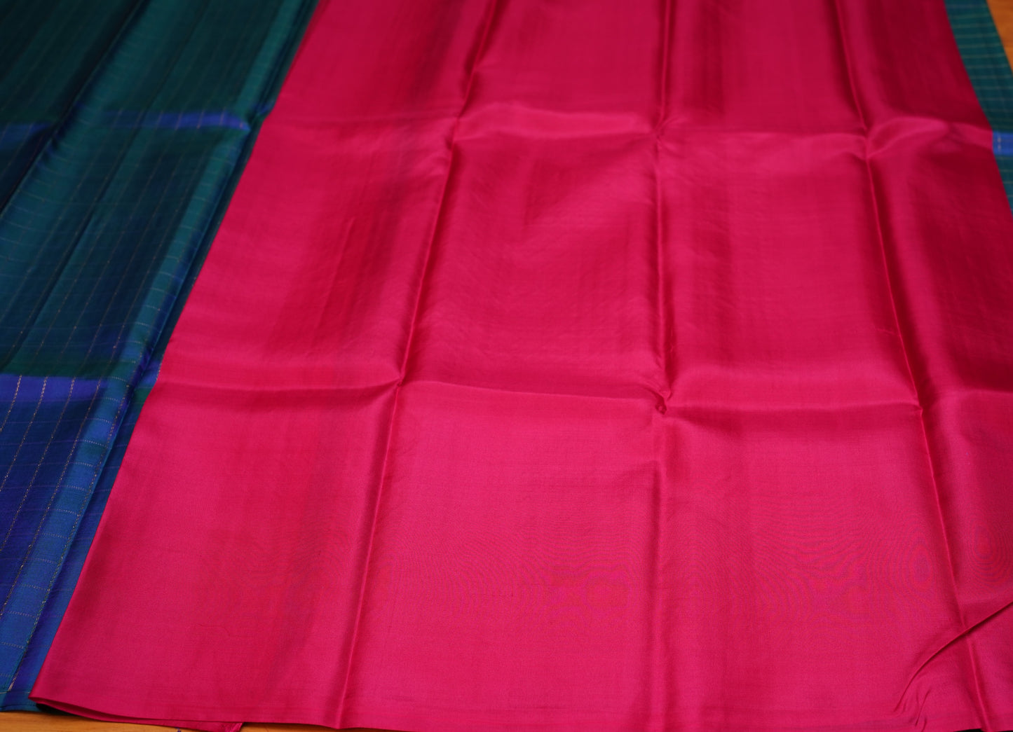 BLUISH GREEN ZARI CHECKS KANCHIPURAM SILK SAREE