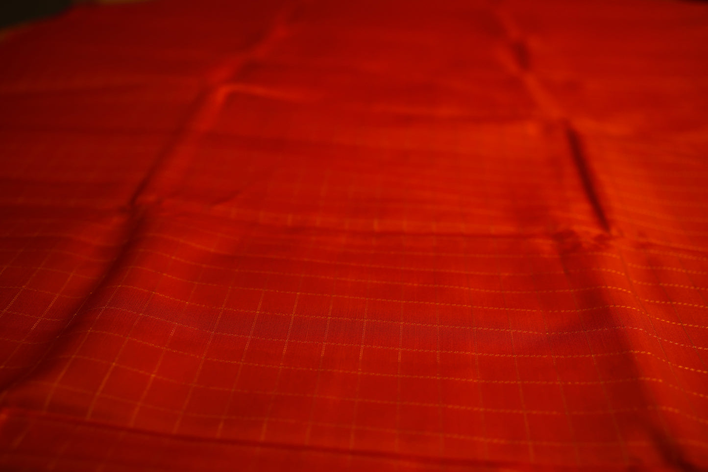 ORANGE ZARI CHECKS KANCHIPURAM SILK SAREE