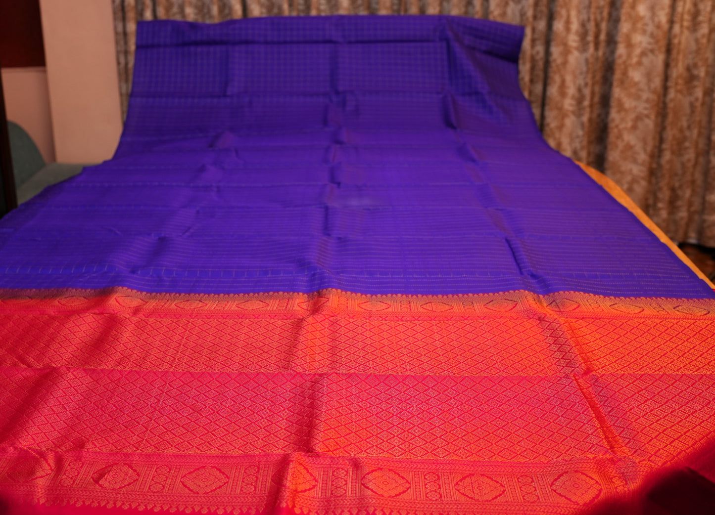 INK BLUE ZARI CHECKS KANCHIPURAM SILK SAREE