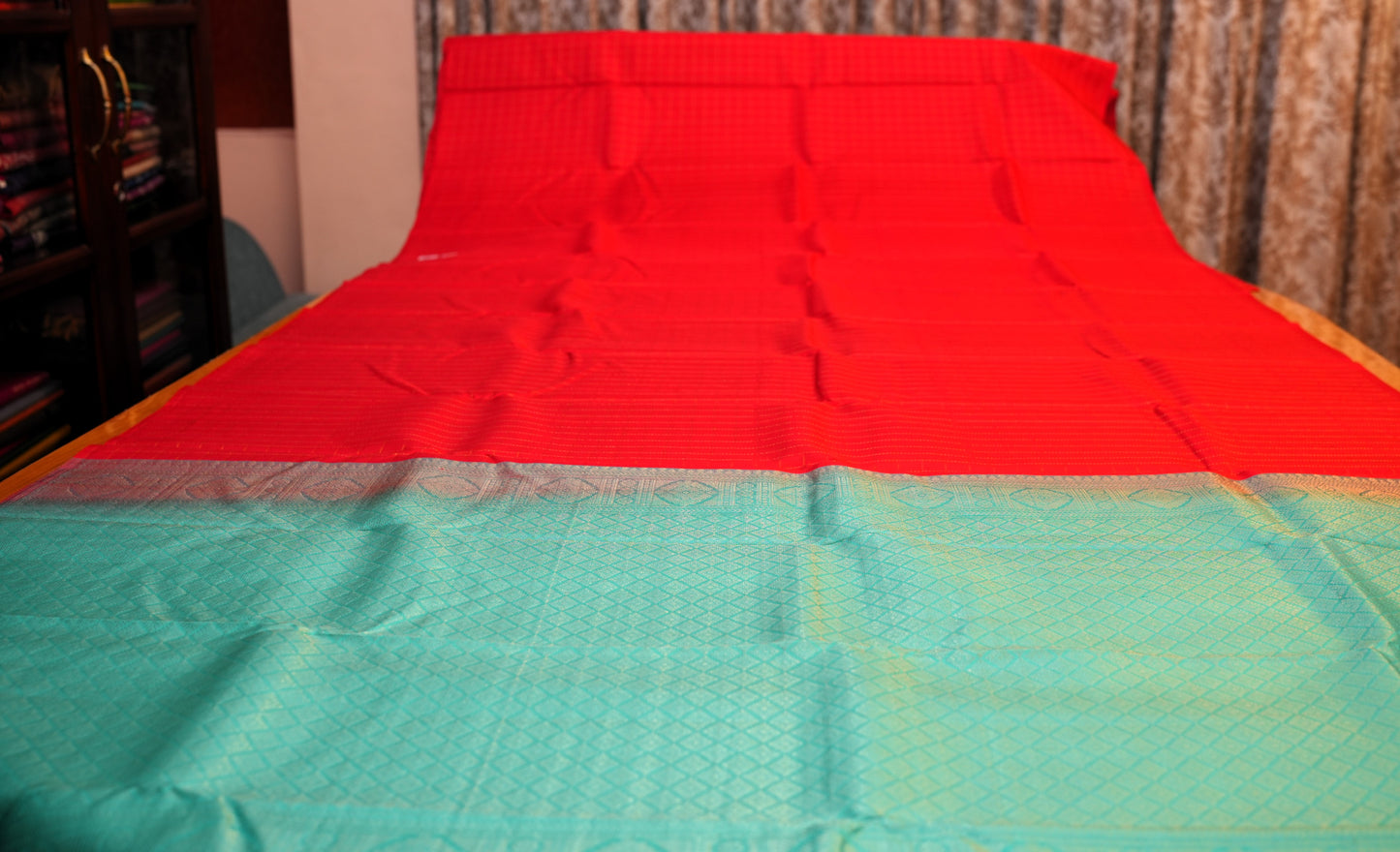 RED ZARI CHECKS KANCHIPURAM SILK SAREE