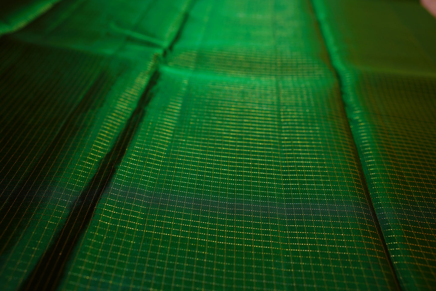 GREEN CHECKS KANCHIPURAM SILK SAREE