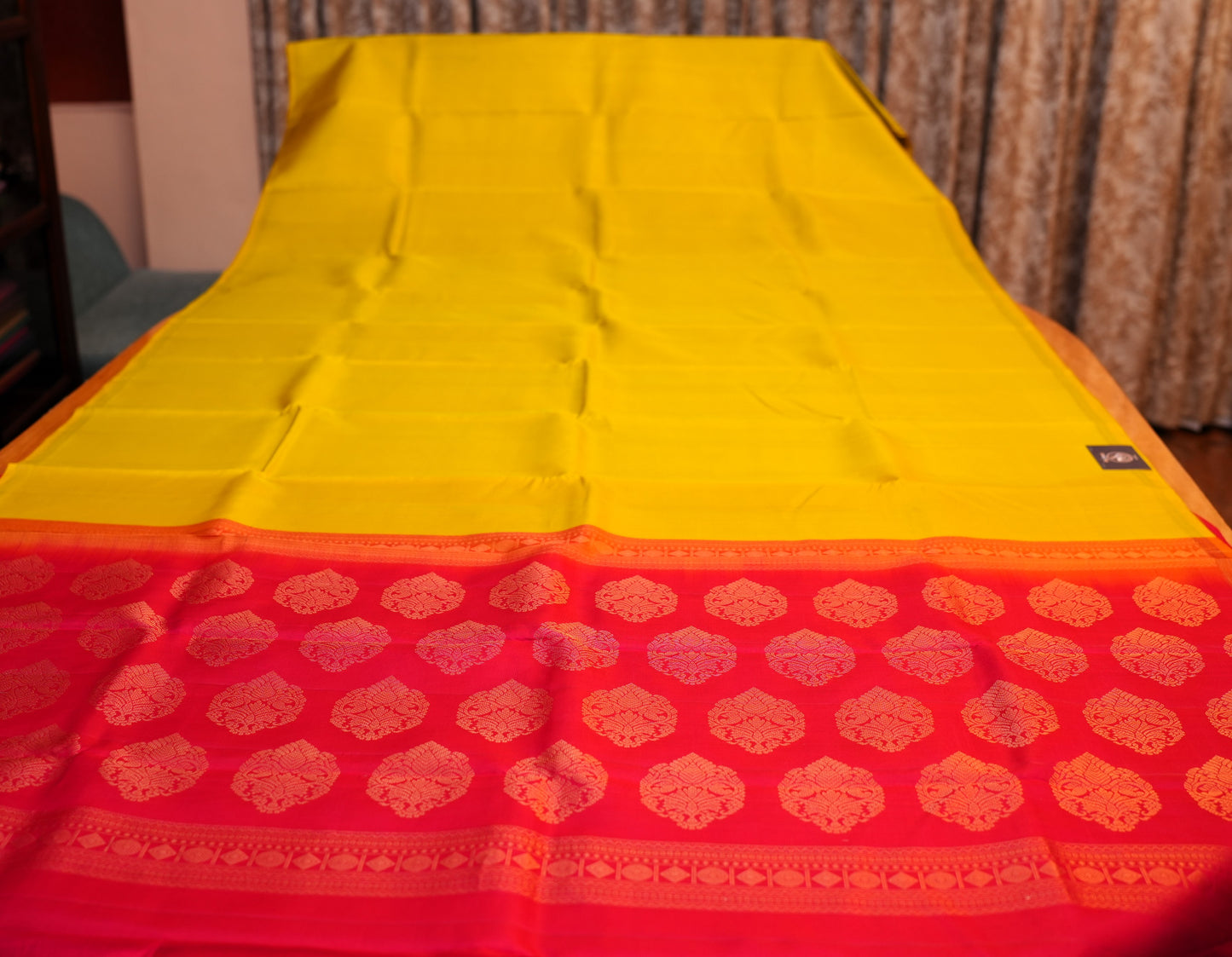 YELLOW AND PINK KANCHIPURAM SILK SAREE