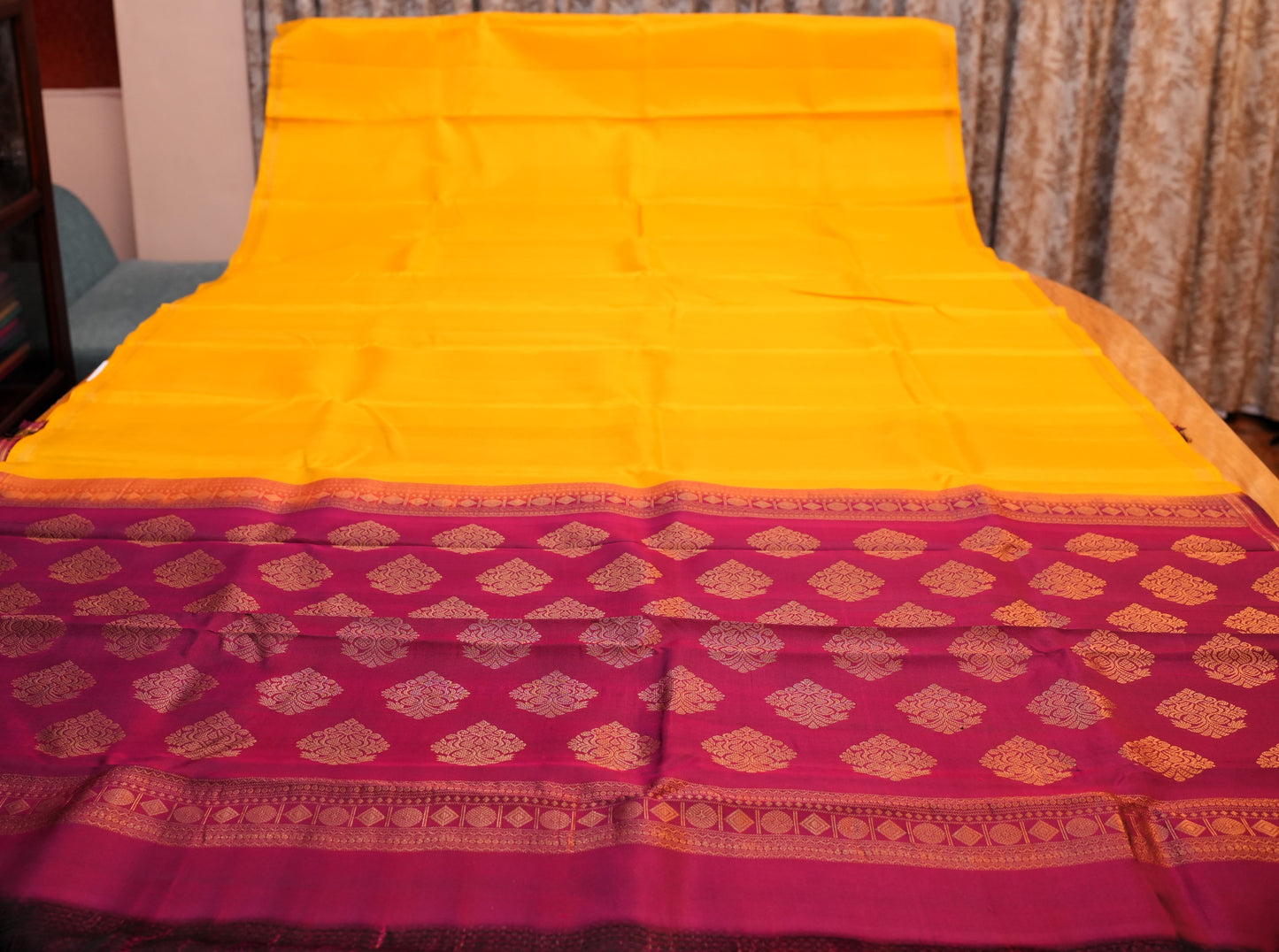 YELLOW KANCHIPURAM SILK SAREE