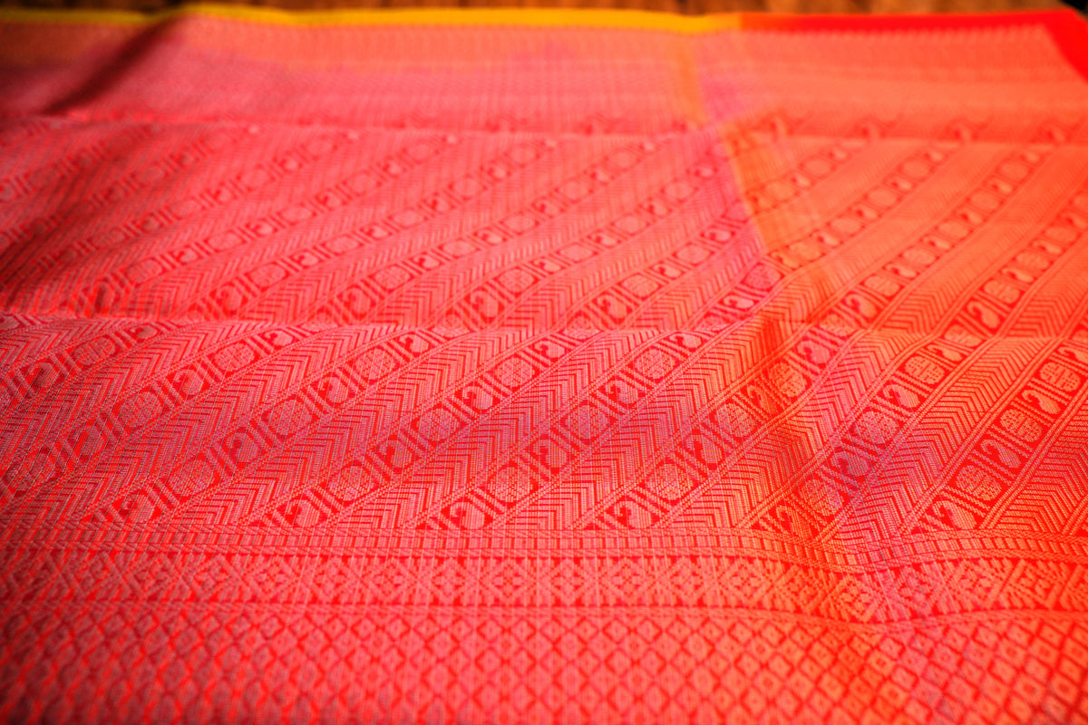 LIME GREEN CHECKS KANCHIPURAM SILK SAREE