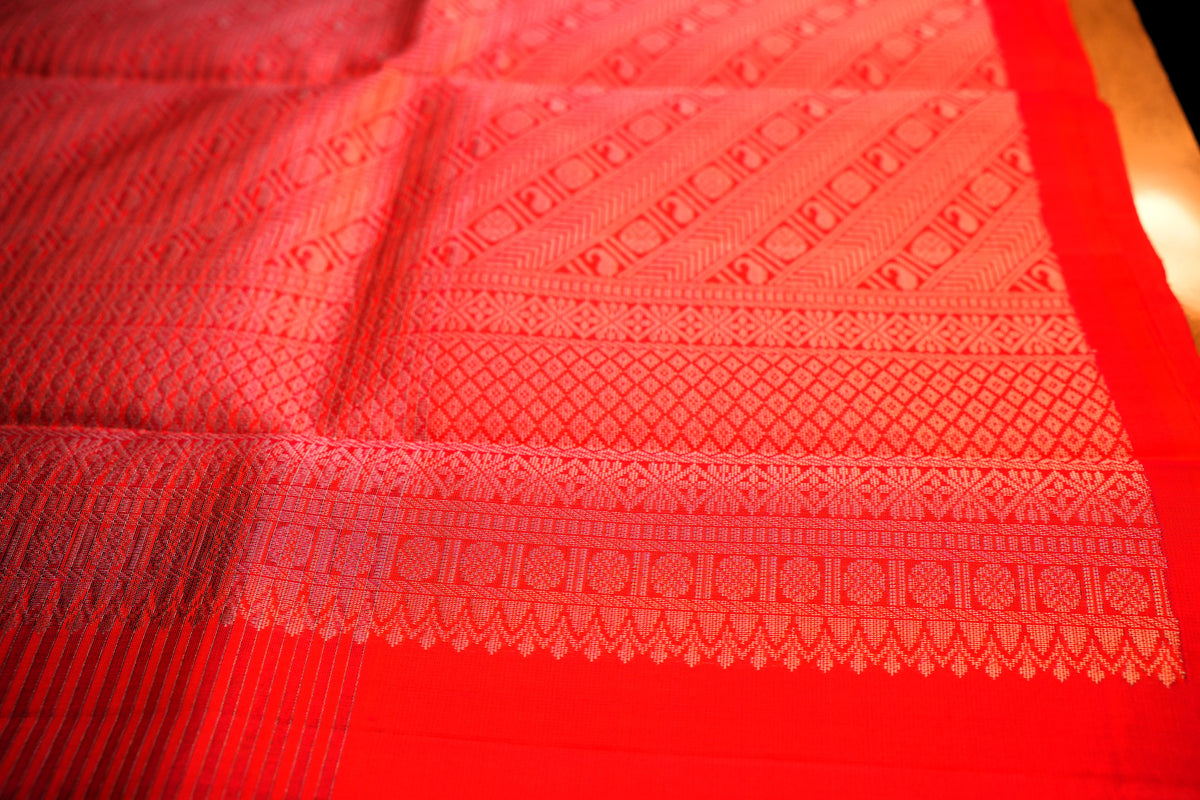 LIME GREEN CHECKS KANCHIPURAM SILK SAREE