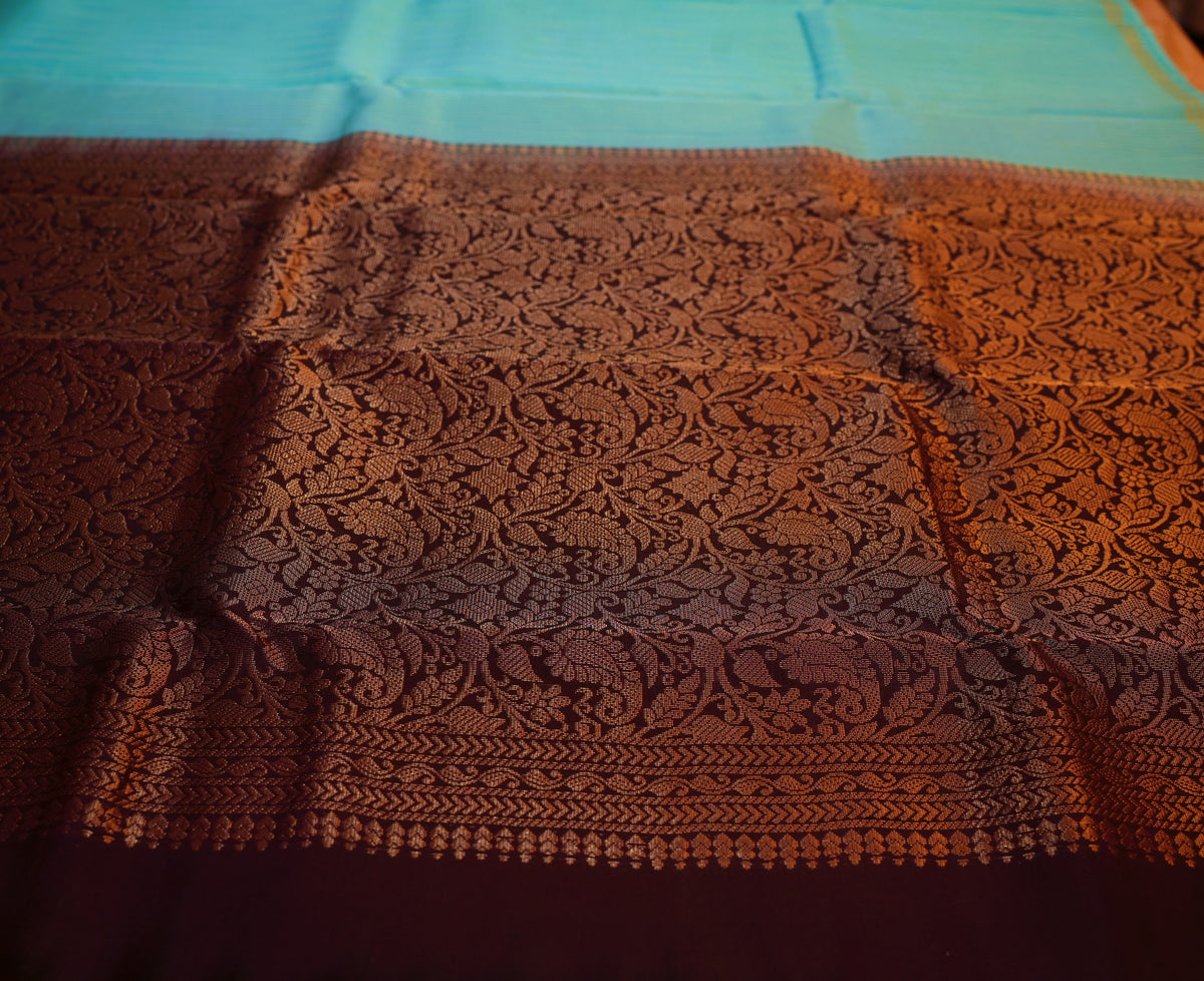 SKY BLUE KANCHIPURAM SILK SAREE