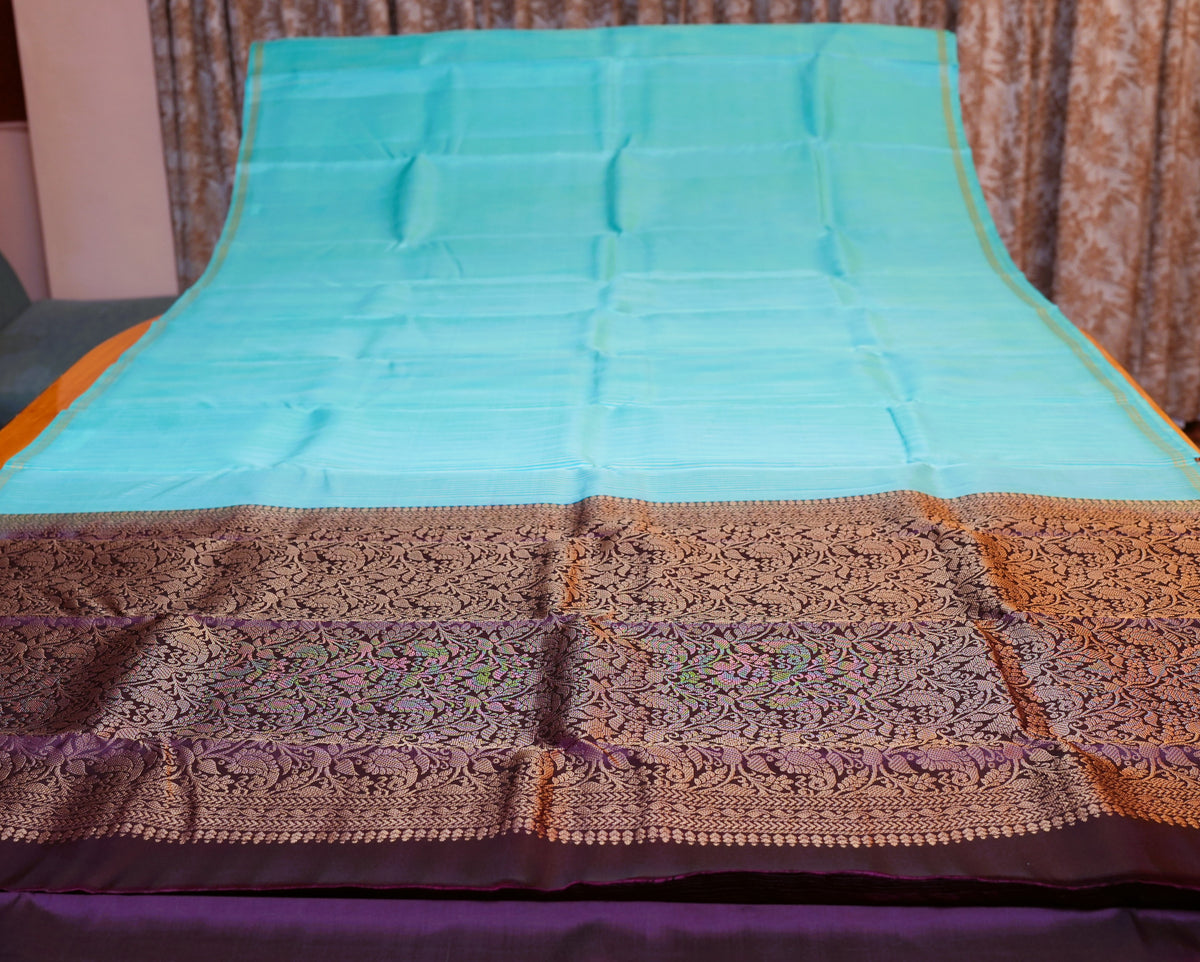 SKY BLUE KANCHIPURAM SILK SAREE