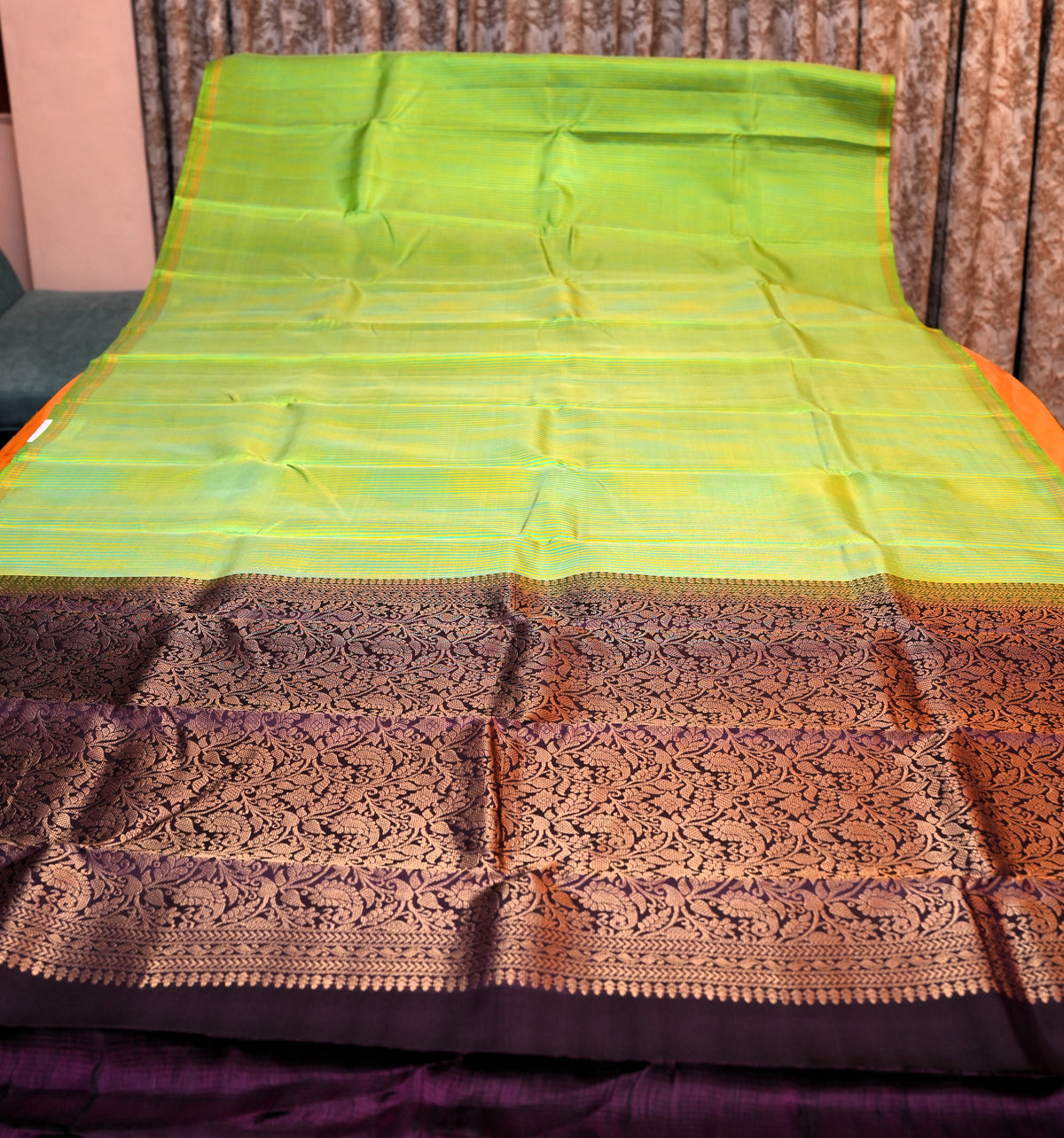 PISTA GREEN KANCHIPURAM SILK SAREE