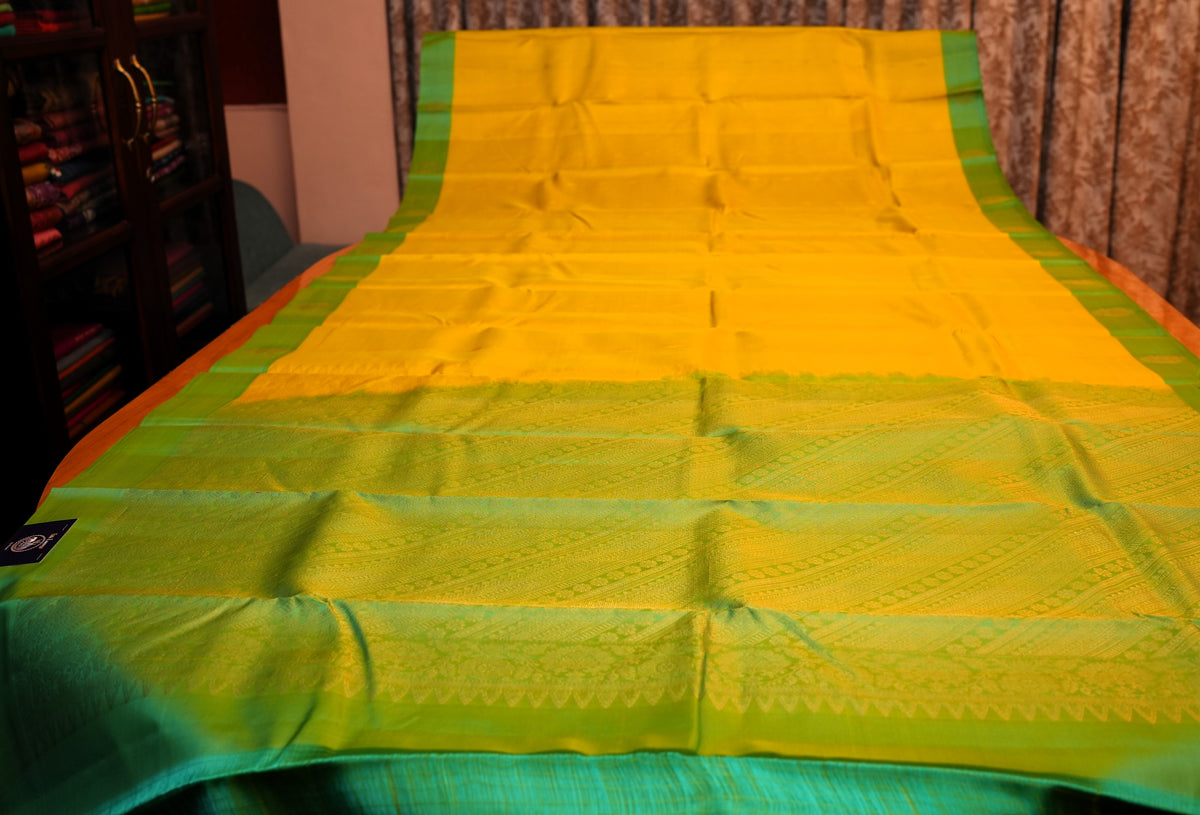 YELLOW KANCHIPURAM SILK SAREE