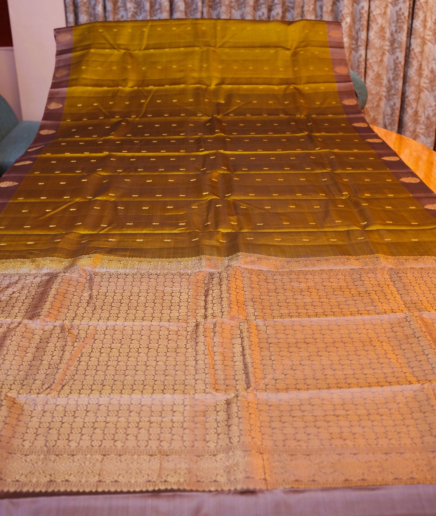 MEHENDI GREEN KANCHIPURAM SILK SAREE