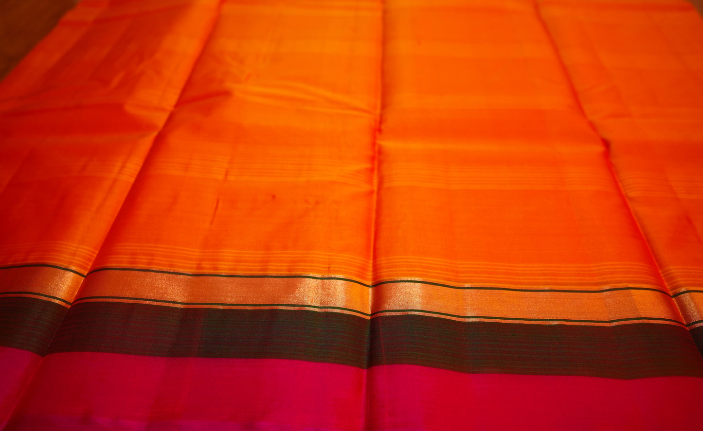 ORANGE PURE KANCHIPURAM SILK SAREE