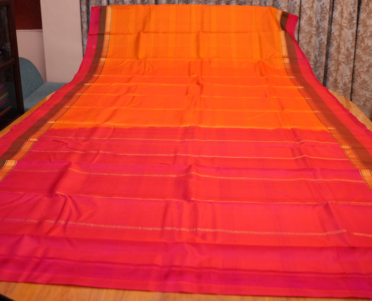 ORANGE PURE KANCHIPURAM SILK SAREE