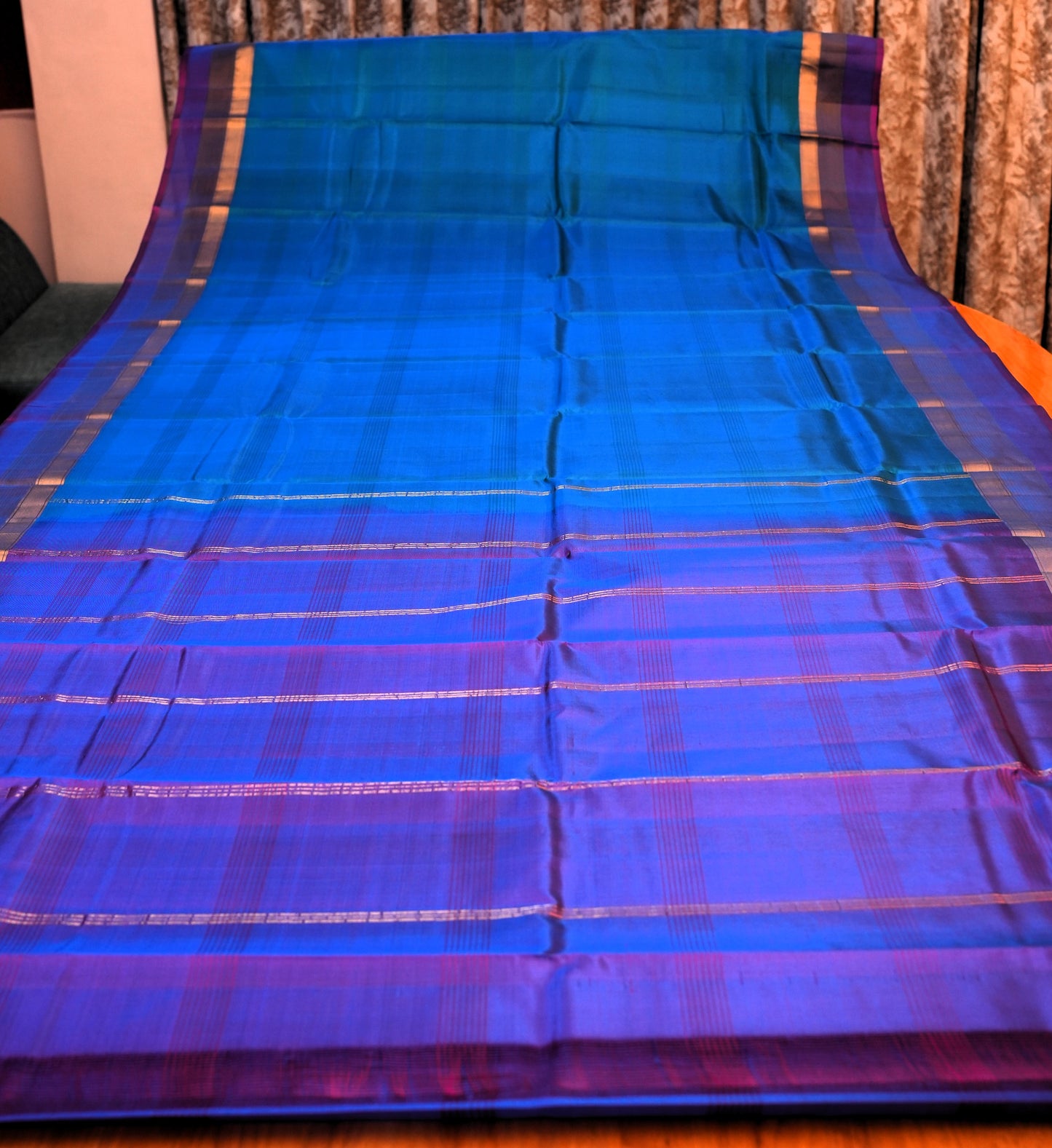 TEAL BLUE KANCHIPURAM SILK SAREE