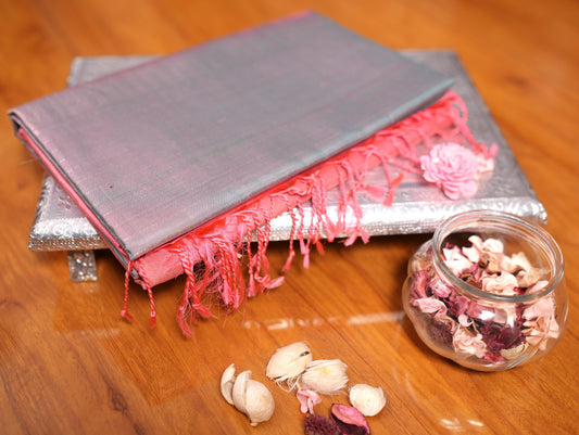 GREYISH GREEN KANCHIPURAM SOFT SILK SAREE