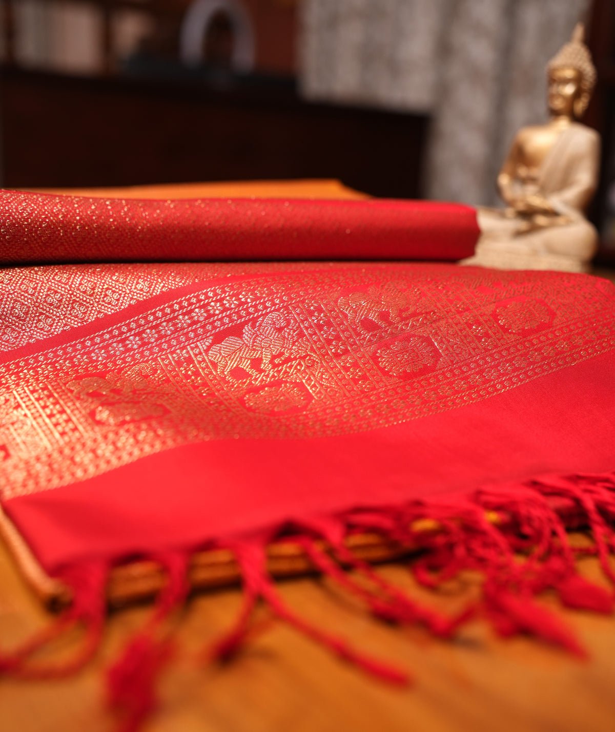 YELLOW KANCHIPURAM BROCADE SOFT SILK SAREE