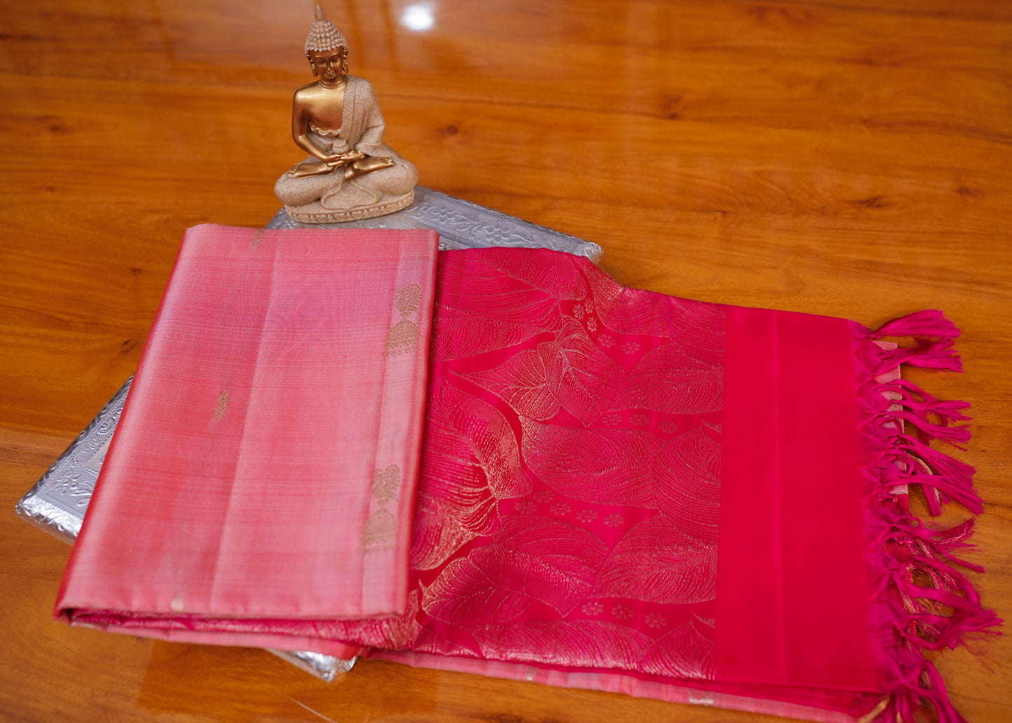PASTEL PINK KANCHIPURAM SOFT SILK SAREE