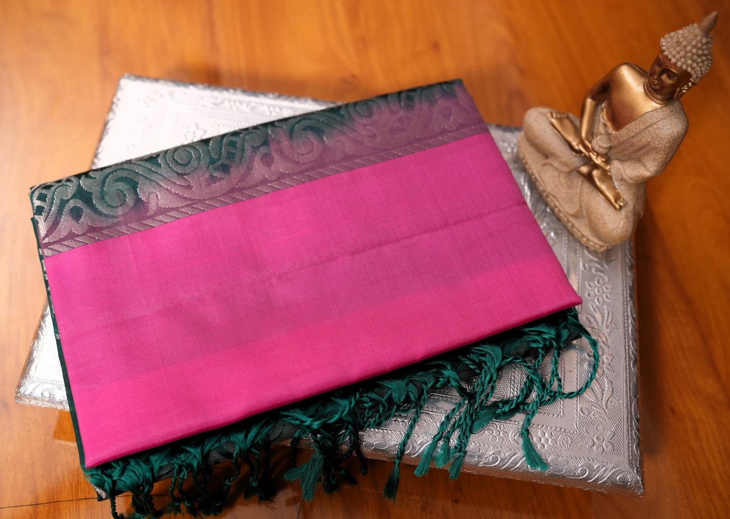 PINK KANCHIPURAM SOFT SILK SAREE