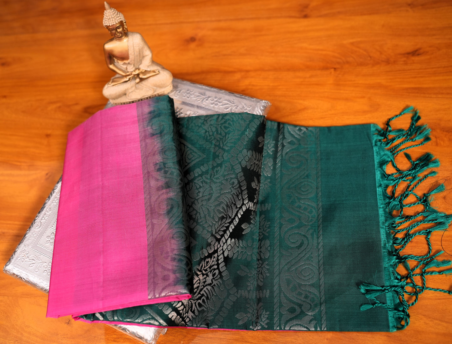 PINK KANCHIPURAM SOFT SILK SAREE