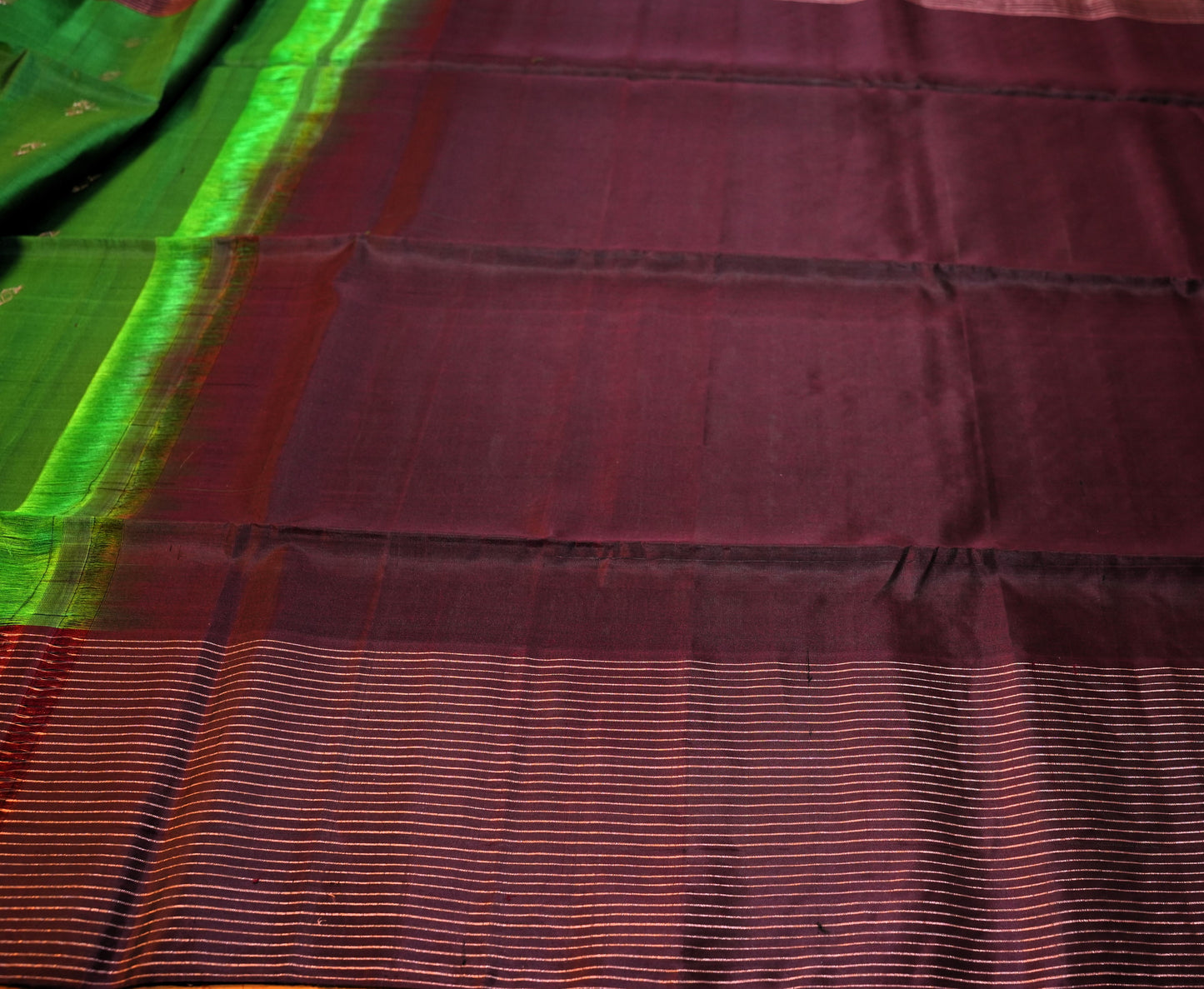 BOTTLE GREEN KANCHIPURAM SOFT SILK SAREE