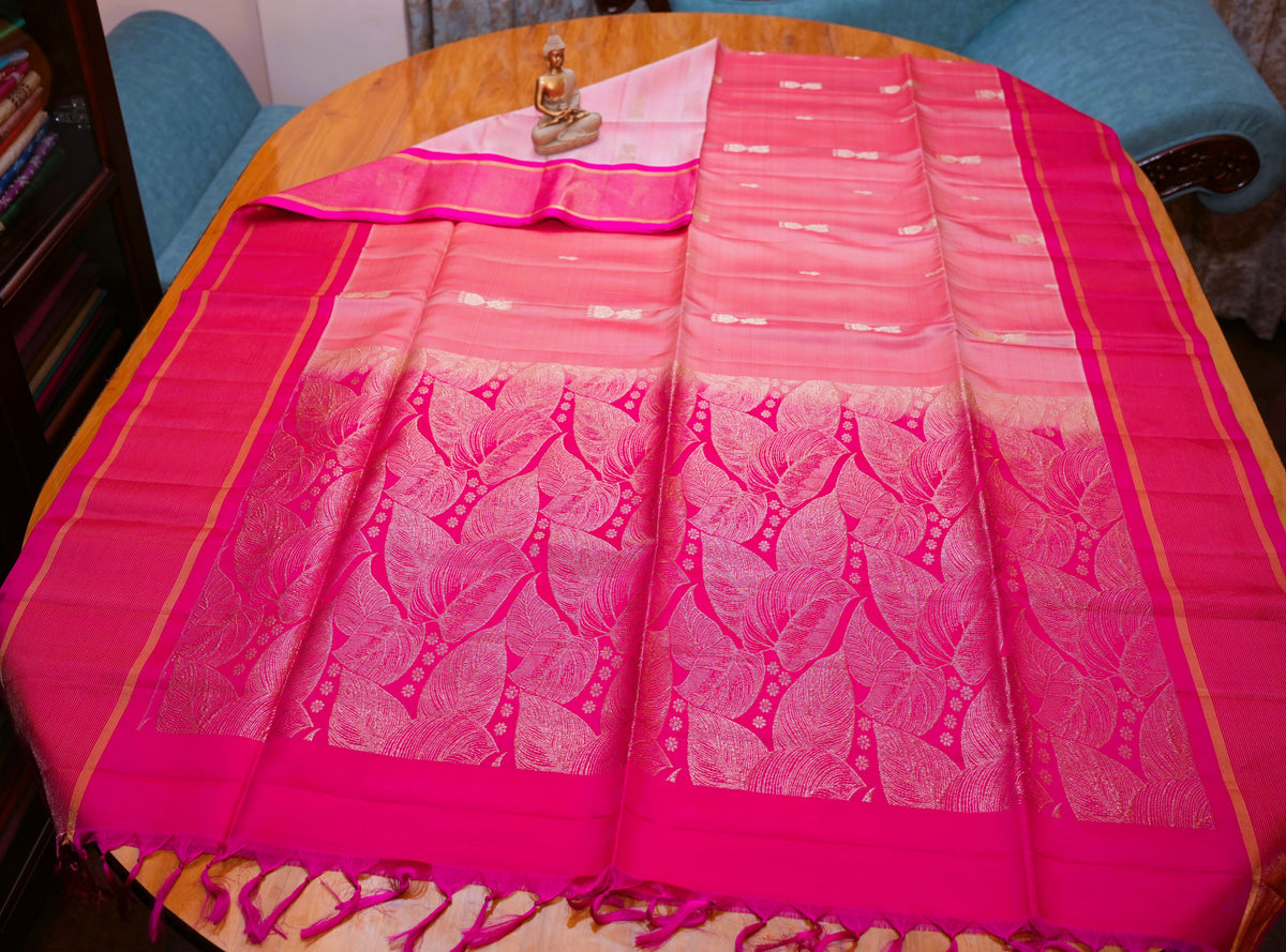 PASTEL PINK KANCHIPURAM SOFT SILK SAREE