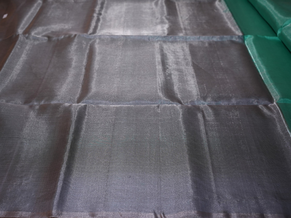 RAMA GREEN AND GREY KANCHIPURAM SOFT SILK SAREE