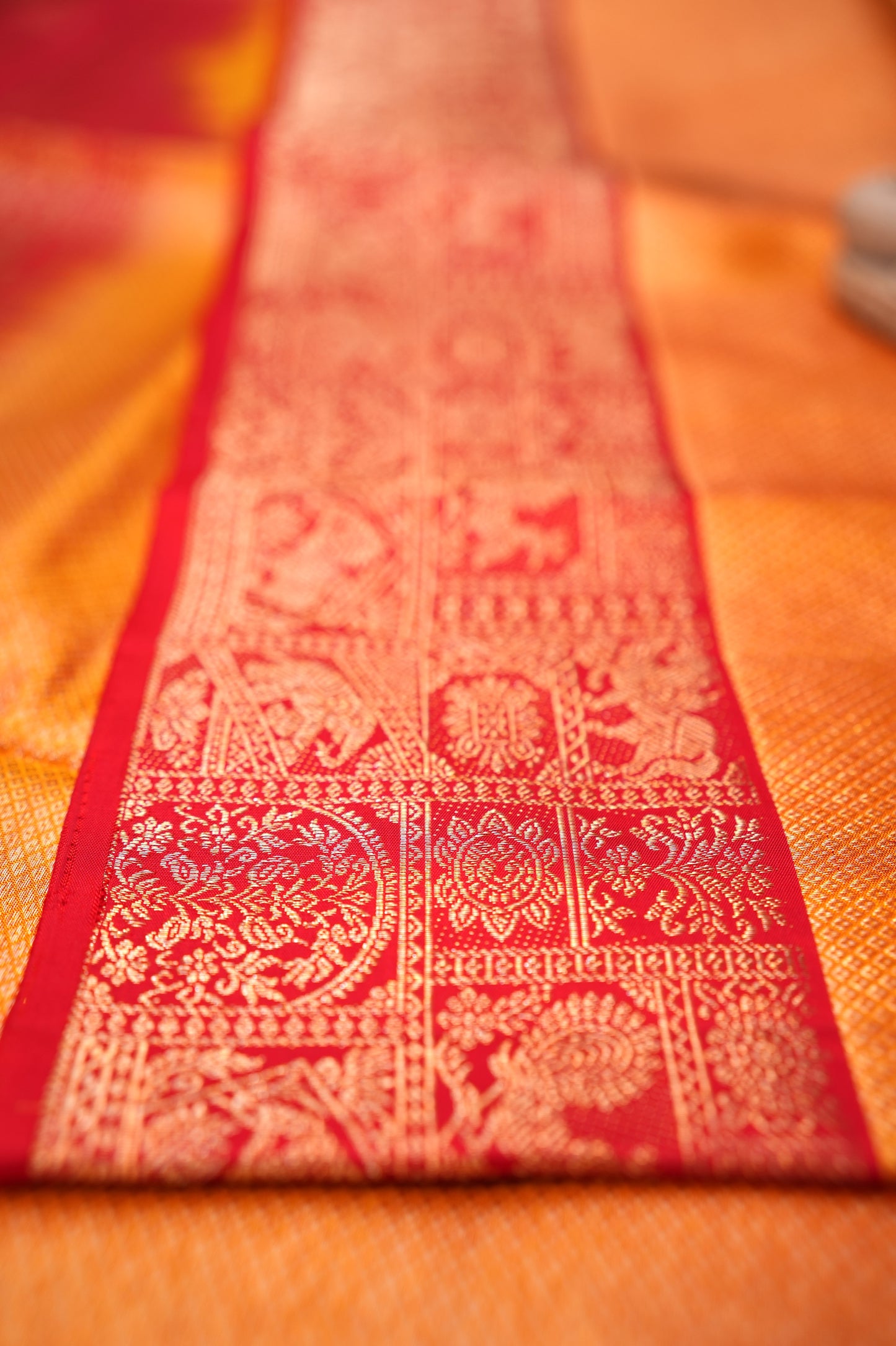 YELLOW KANCHIPURAM BROCADE SOFT SILK SAREE