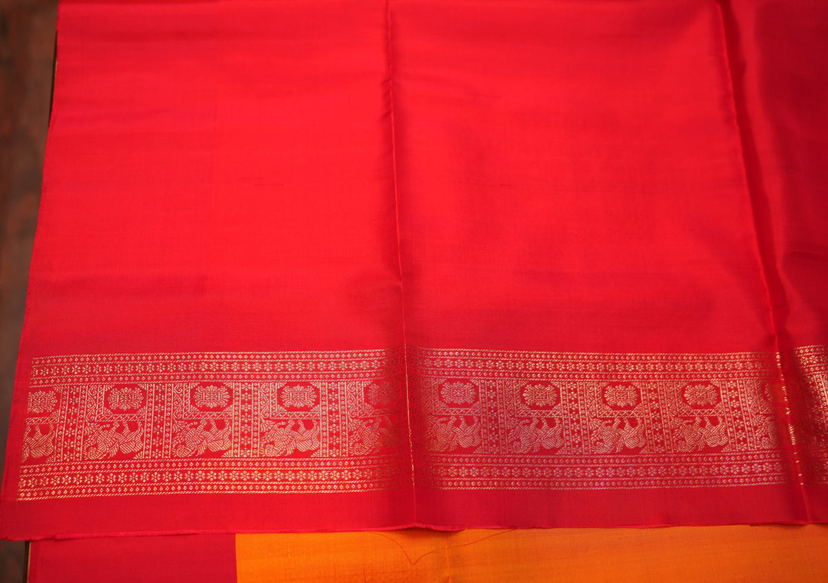 YELLOW KANCHIPURAM BROCADE SOFT SILK SAREE