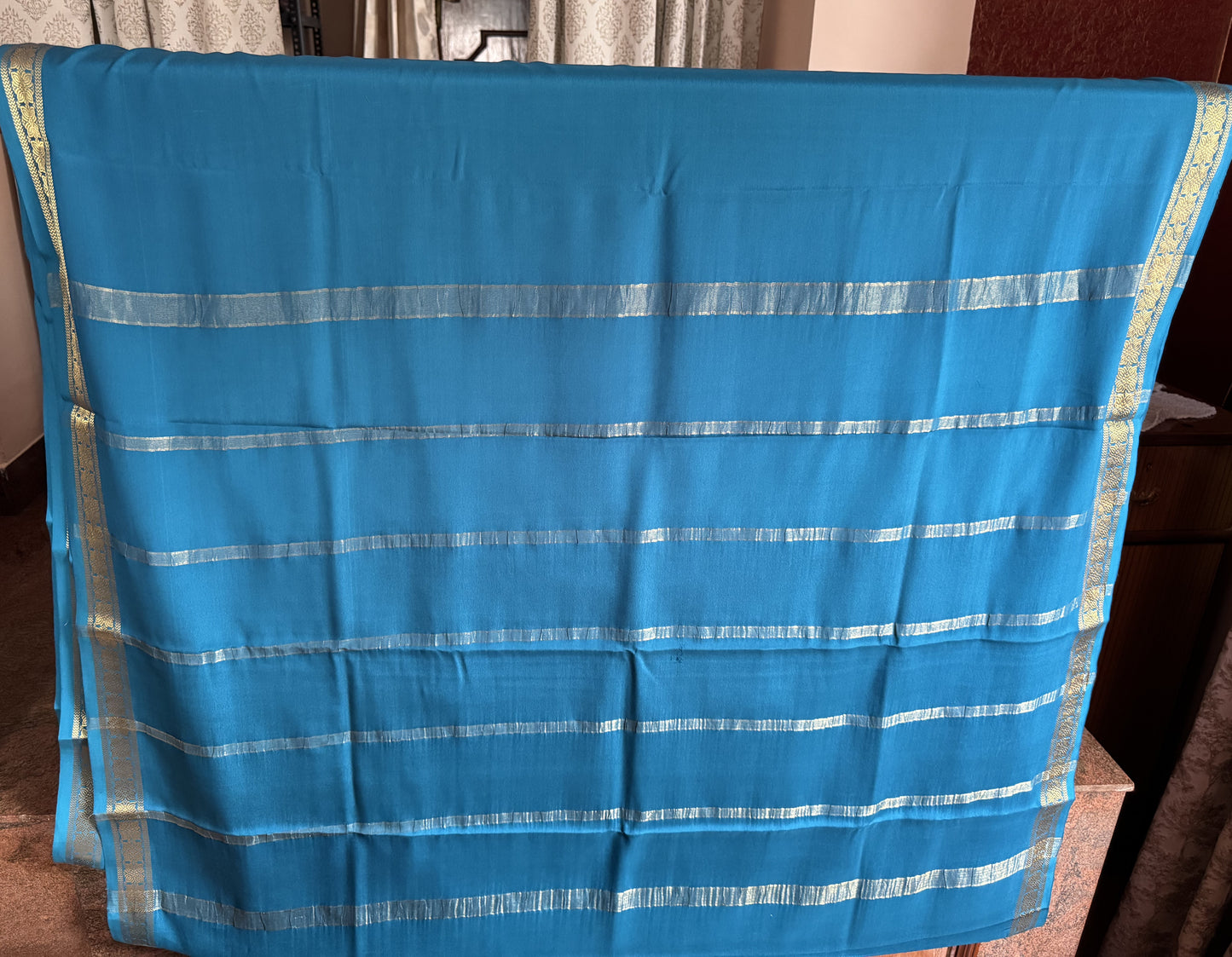 TEAL BLUE MYSORE SILK SAREE