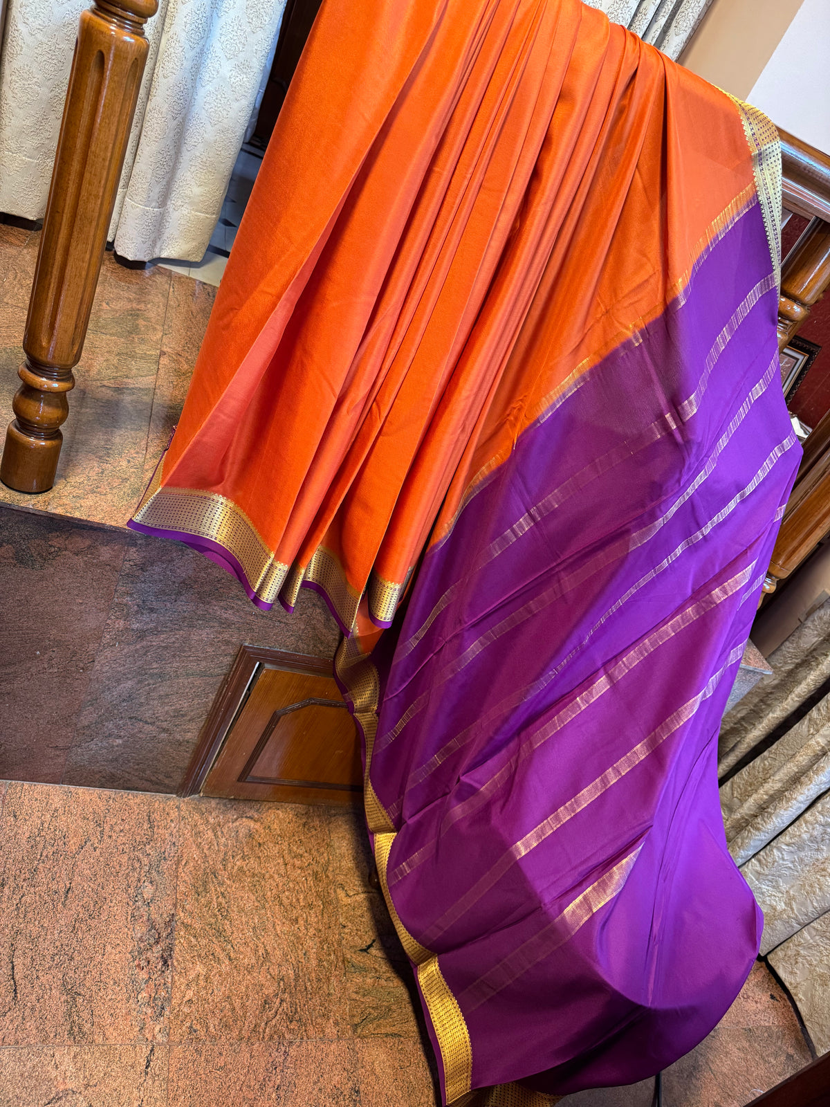 RUST ORANGE MYSORE SILK SAREE