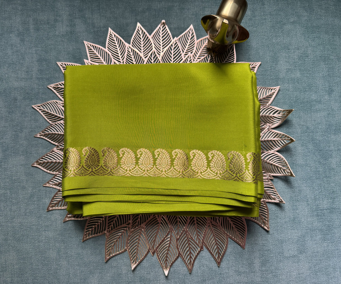 LIGHT GREEN MANGO MOTIFS MYSORE SILK SAREE