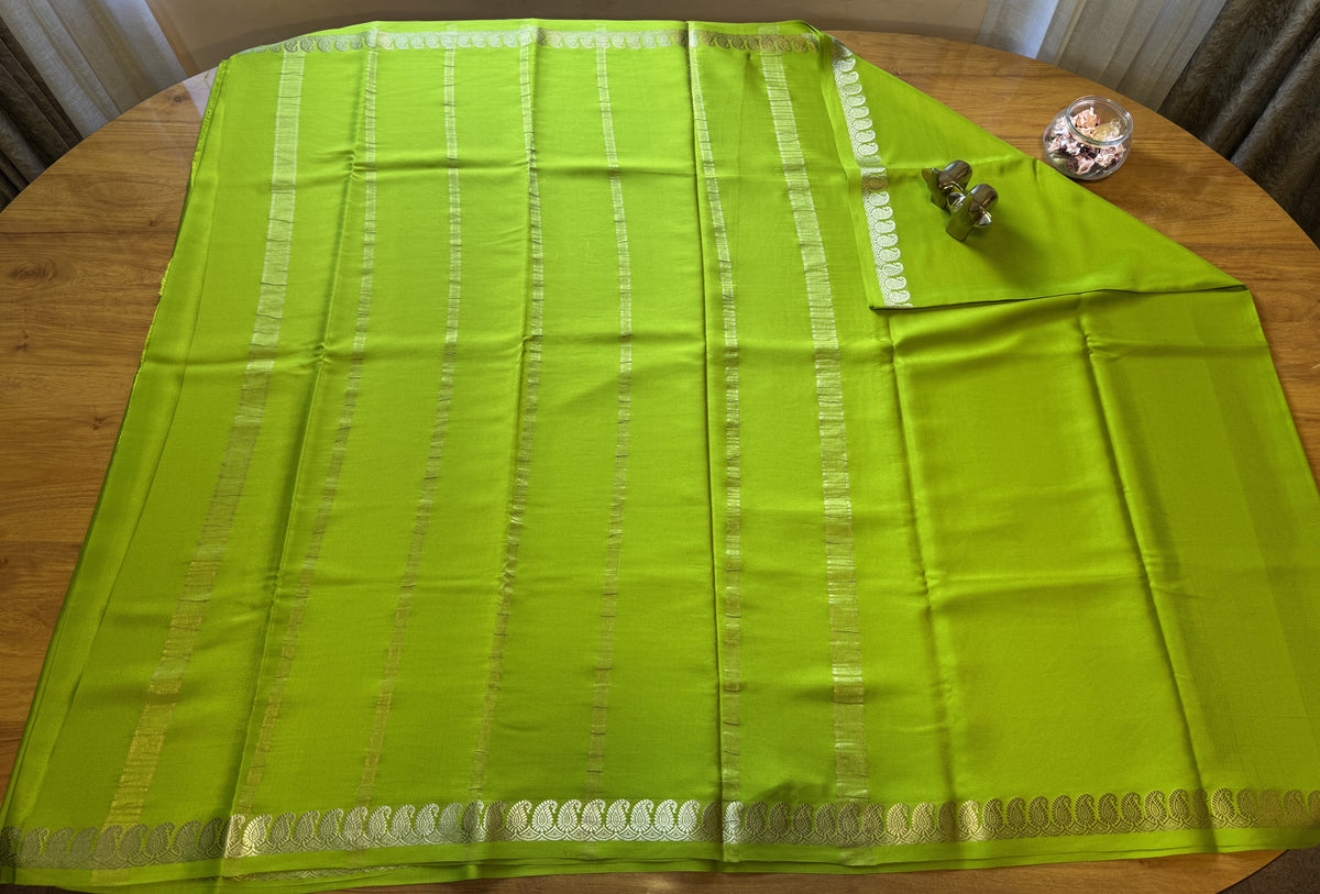 LIGHT GREEN MANGO MOTIFS MYSORE SILK SAREE