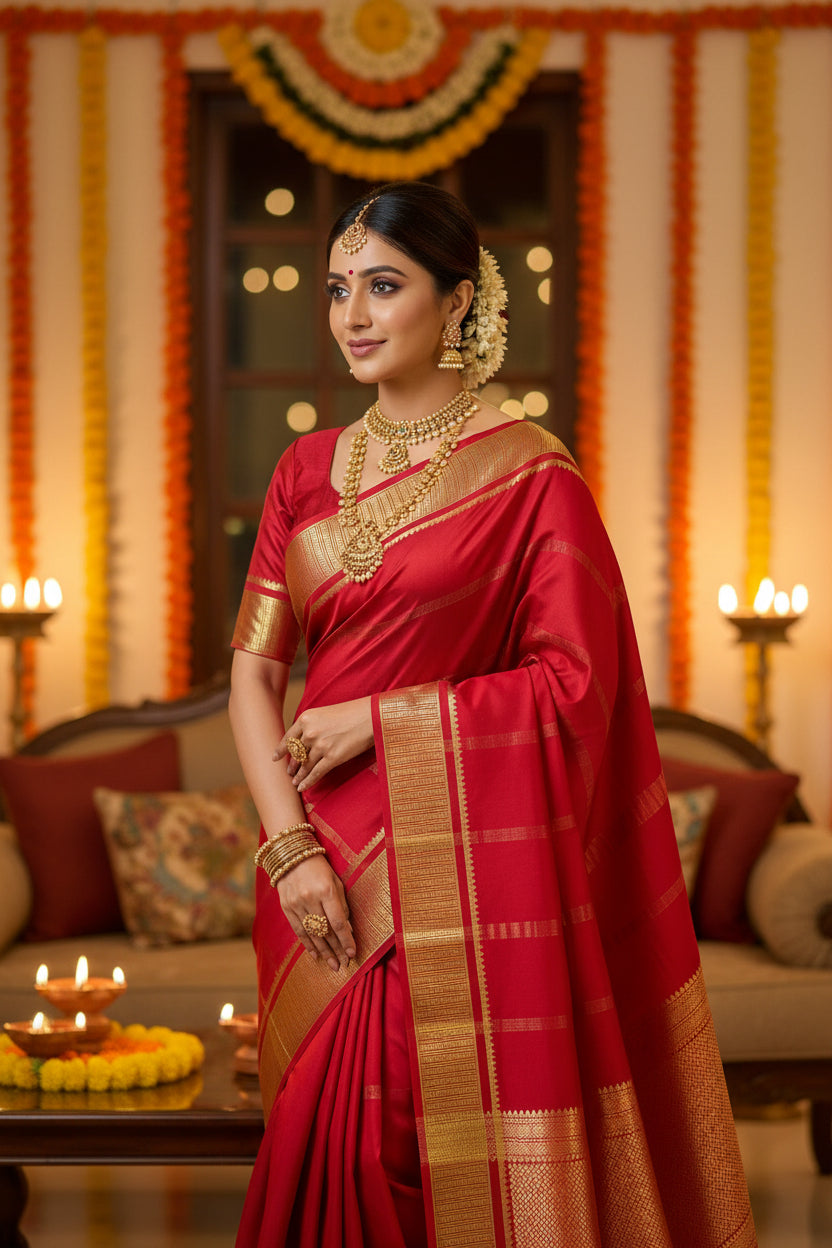 RED MYSORE SILK SAREE