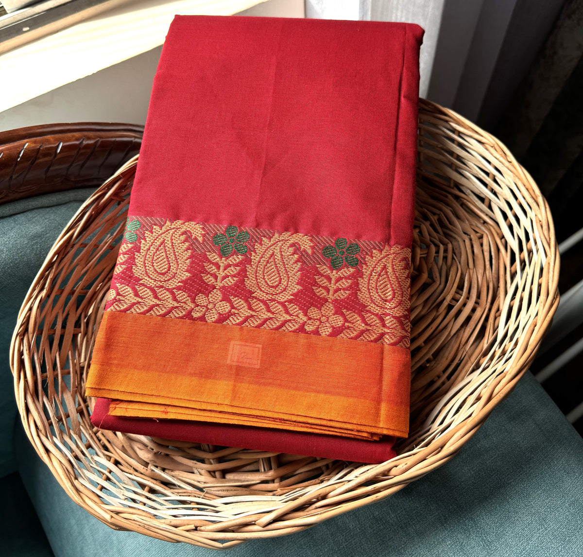 RED CHETTINAD COTTON SAREE