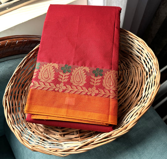 RED CHETTINAD COTTON SAREE