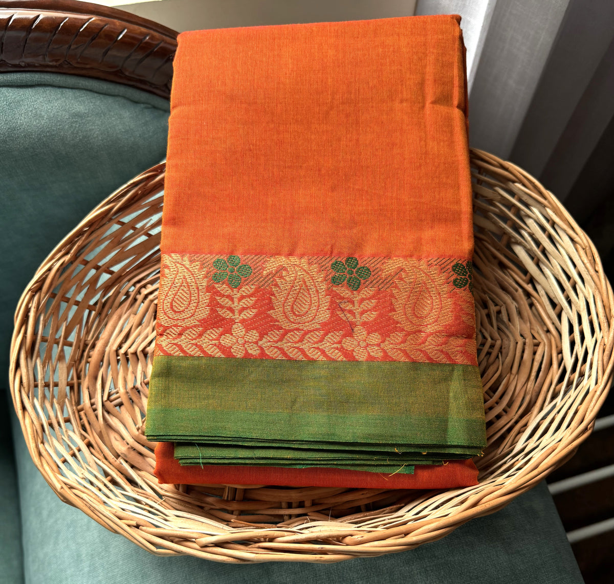 ORANGE CHETTINAD COTTON SAREE
