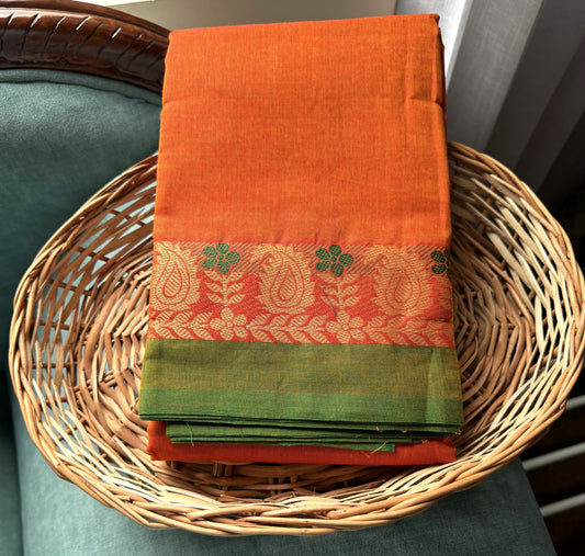 ORANGE CHETTINAD COTTON SAREE
