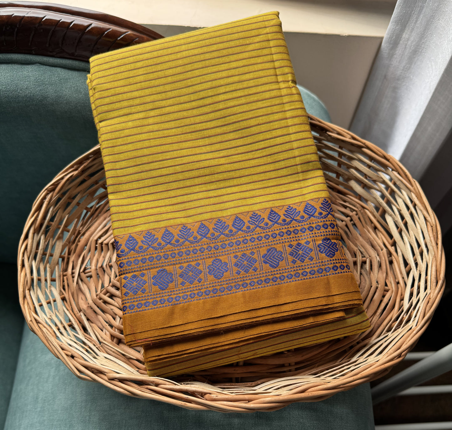 MEHENDI GREEN STRIPES CHETTINAD COTTON SAREE
