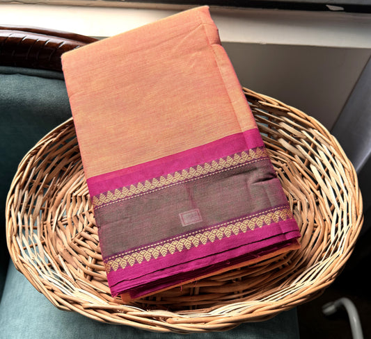 YELLOWISH PINK CHETTINAD COTTON SAREE
