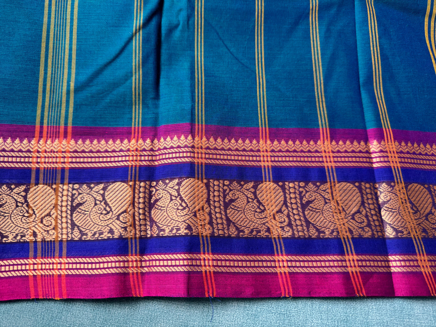 TEAL BLUE CHETTINAD COTTON SAREE