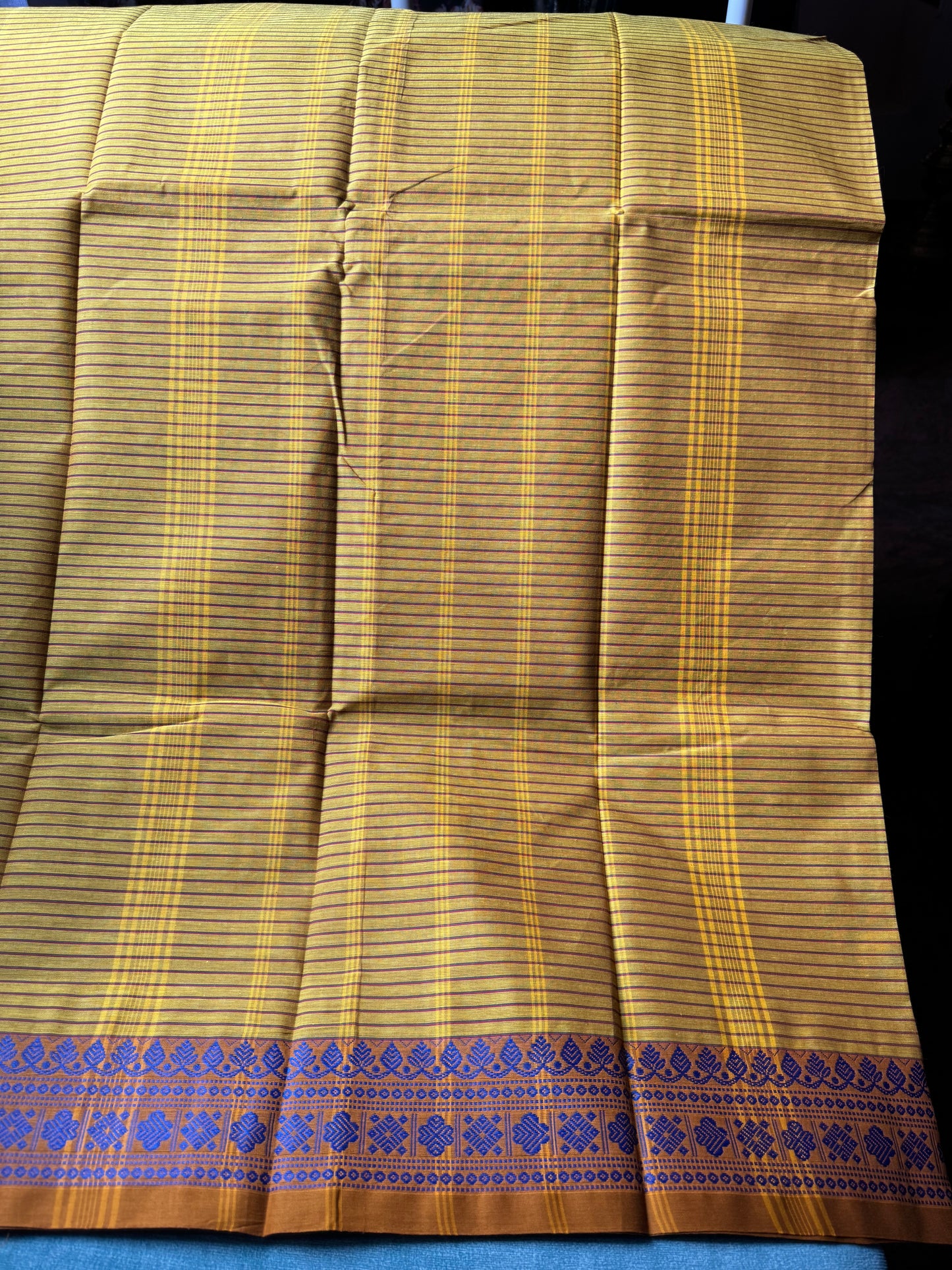 MEHENDI GREEN STRIPES CHETTINAD COTTON SAREE