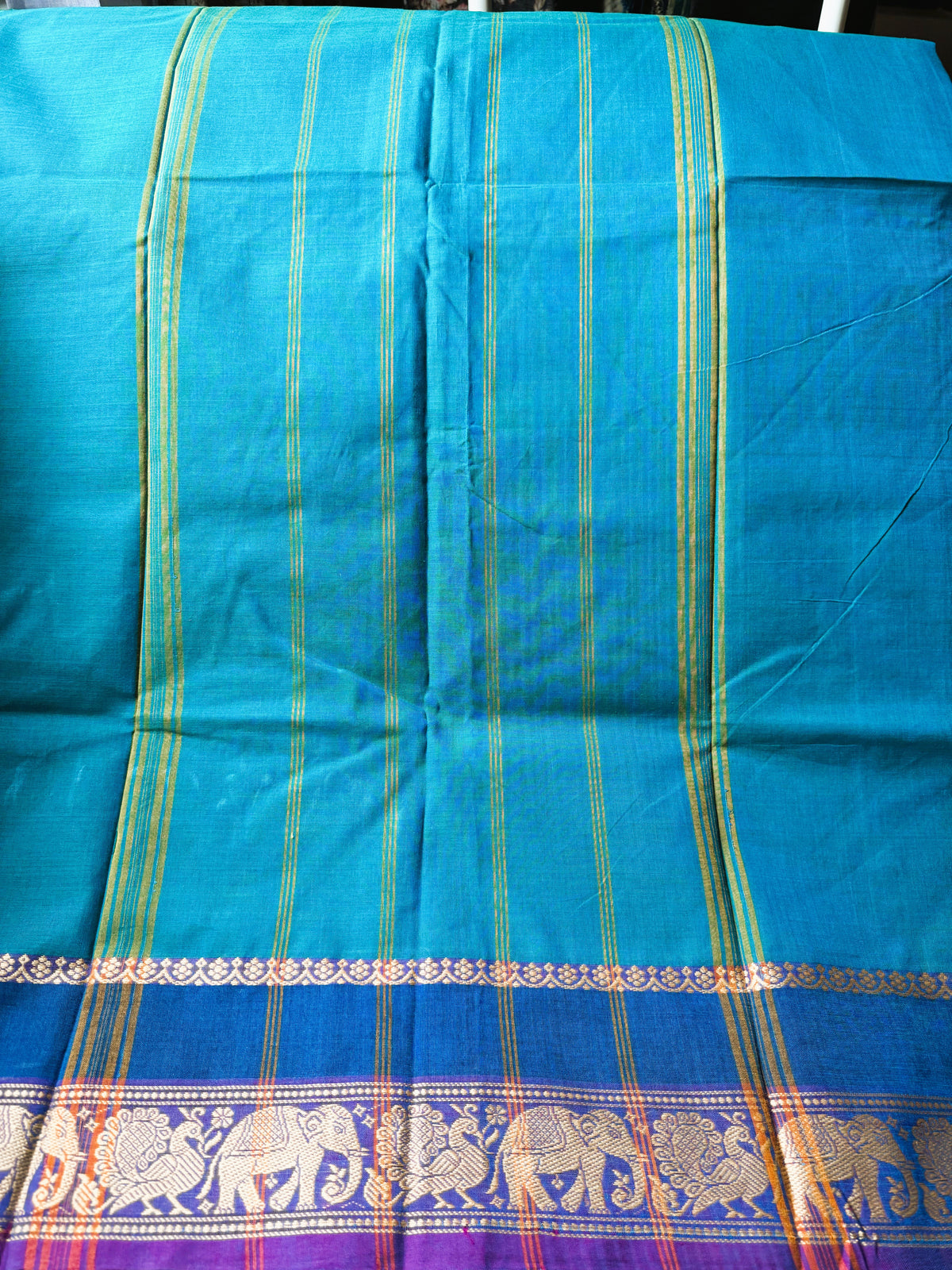 TEAL BLUE CHETTINAD COTTON SAREE
