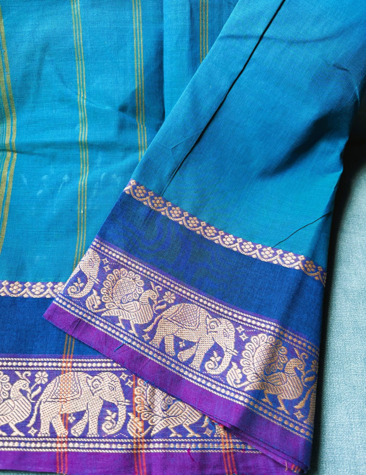 TEAL BLUE CHETTINAD COTTON SAREE